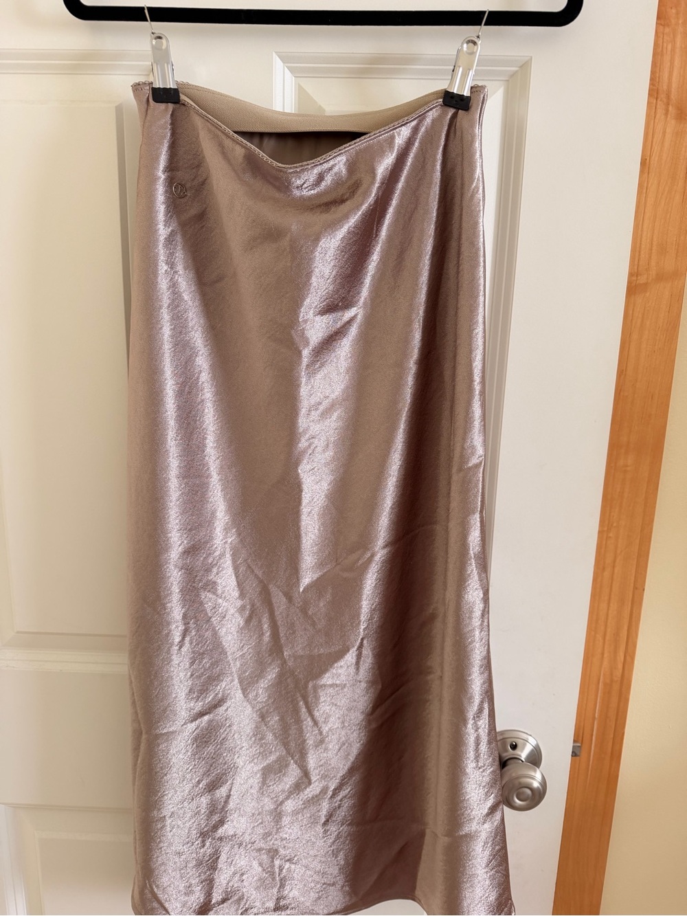 Lululemon Satin Slip midi Skirt in Metallic Taupe